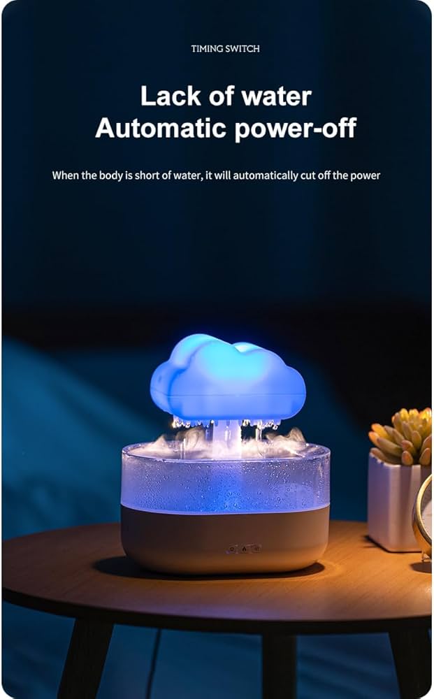New Product Raindrop Aroma Diffuser USB Colorful Mushroom Cloud Simulation Rain Home Desktop Ultrasonic Atomization Humidifier