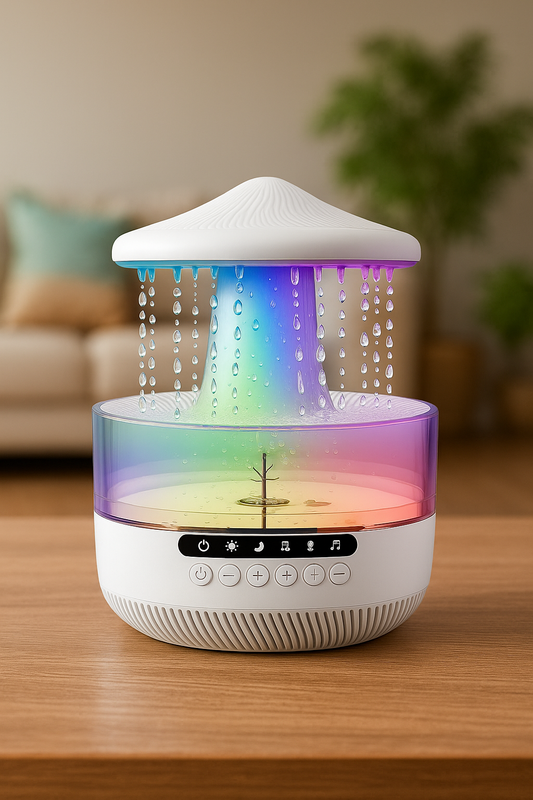 Cross-border Bluetooth Audio Raindrop Aromatherapy Humidifier Ultrasonic Humidifier Colorful Mushroom Cloud Raindrop Night Light