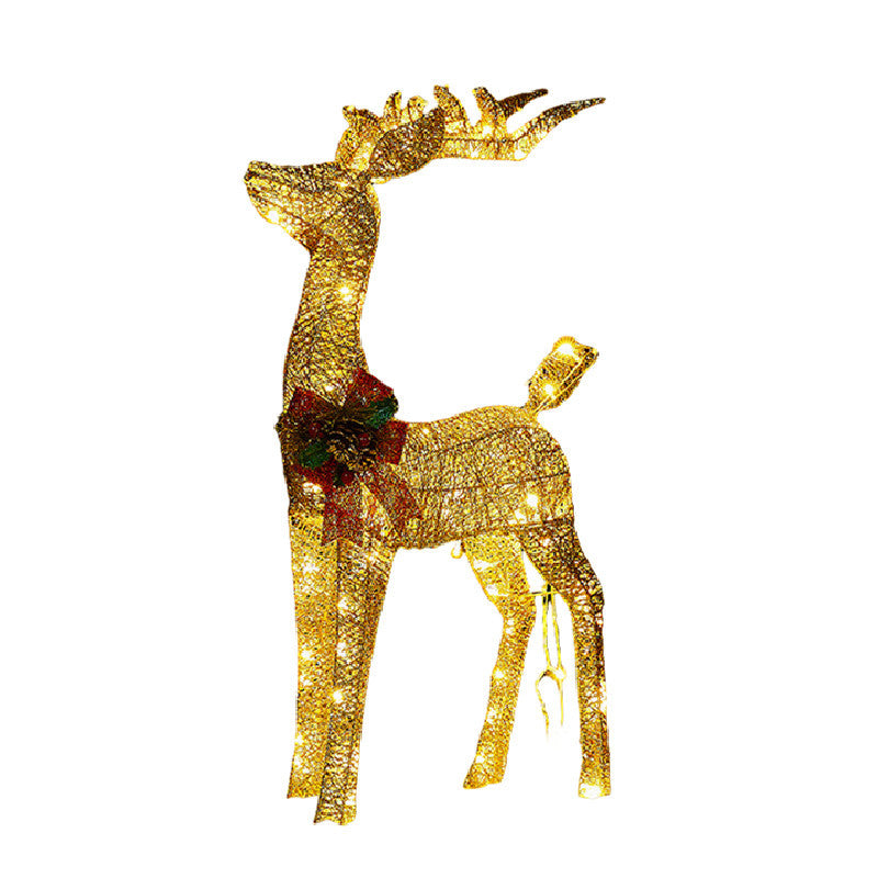 Christmas Luminous Deer Shopping Mall Decoration Outdoor Iron Deer With Light Lawn Yard Light Christmas Deer Pull Car Ornaments
