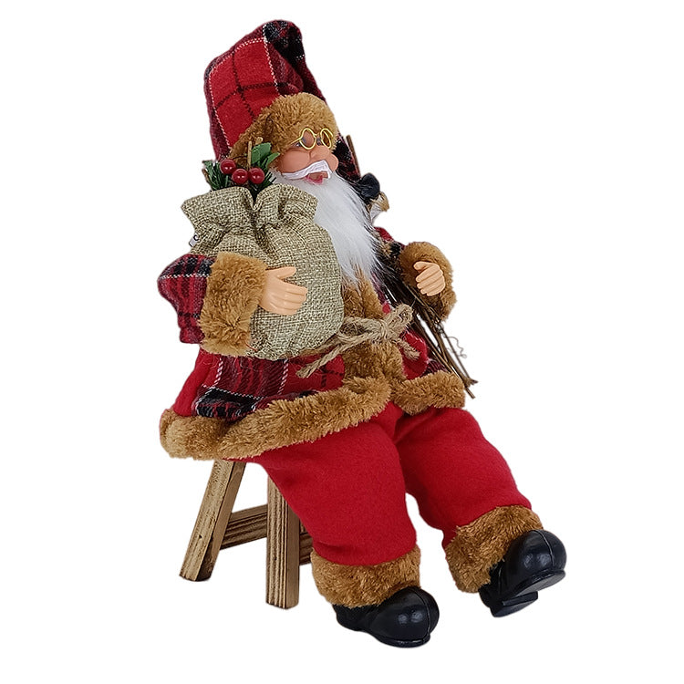 Santa Claus Cross Border 35cm Sitting Posture Santa Claus Ornaments Christmas Scene Doll Decorations Christmas Gifts