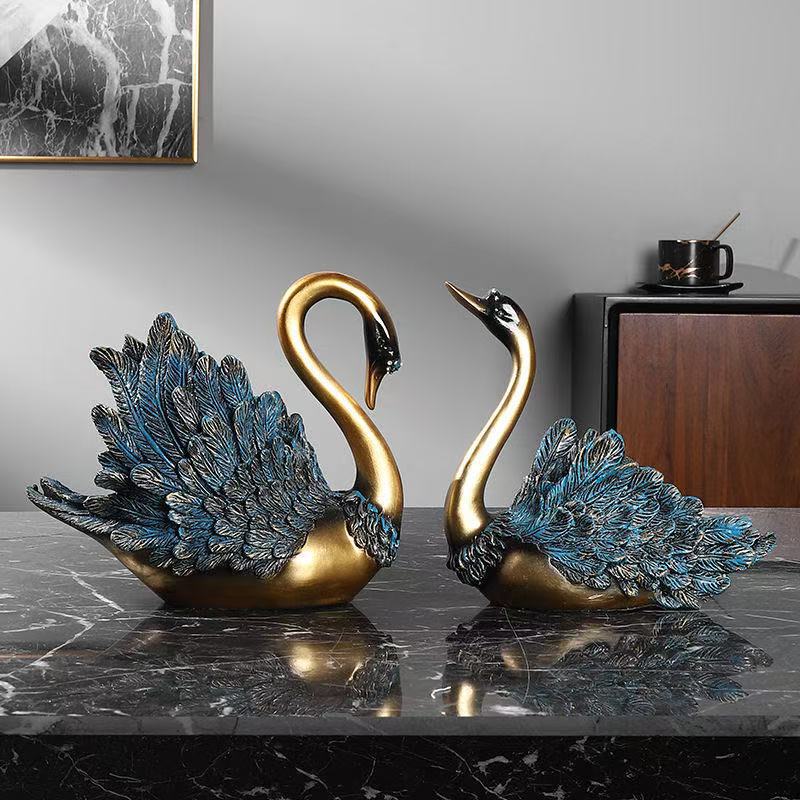 European And American Style Creative Couple Swan Resin Crafts Wine Rack Ornaments Home Wine Cabinet TV Cabinet Decoration Gift