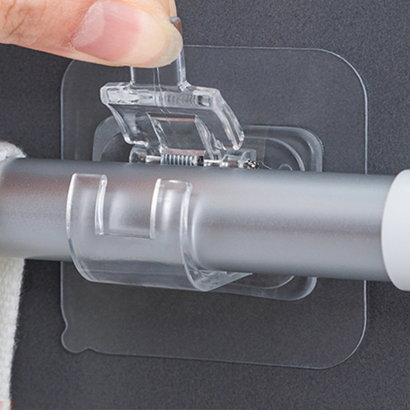 Punch-free Curtain Shower Curtain Hook Telescopic Rod Adhesive Hook Fixing Clip Holder Paste Support Clip Door Curtain Hanging Rod Holder