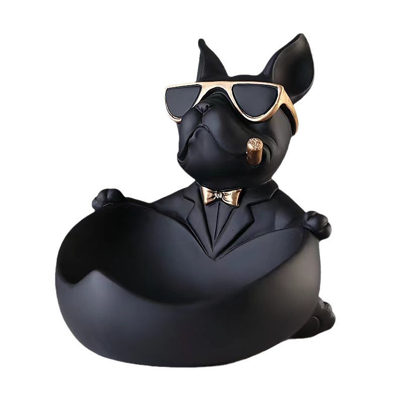 Wear Sunglasses Cool Dog Bulldog Tray Creative Ornaments Entrance Coffee Table Storage Decoration Wedding New House Gift