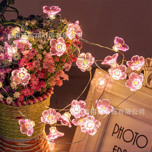Amazon LED Copper Light Cherry Blossom Light String Peach Blossom Lights Outdoor Courtyard Outdoor Camping Decorative Modeling