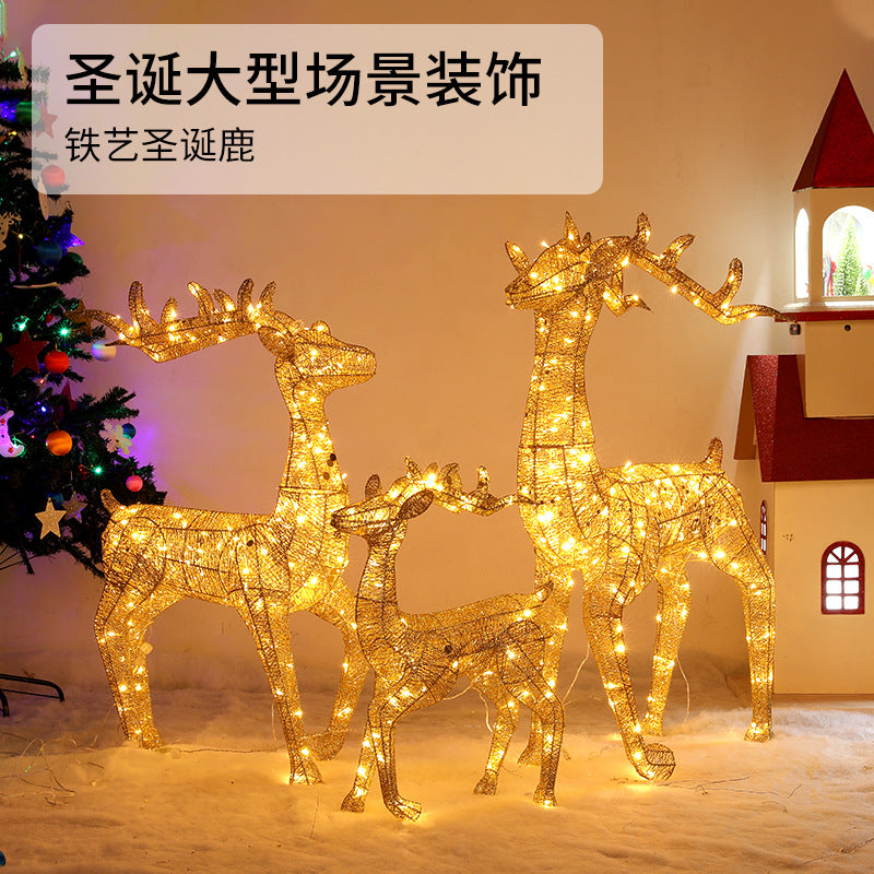 Ornaments Glowing Iron Christmas Elk Christmas Scene Decorations Shopping Mall Hotel Christmas Iron Deer