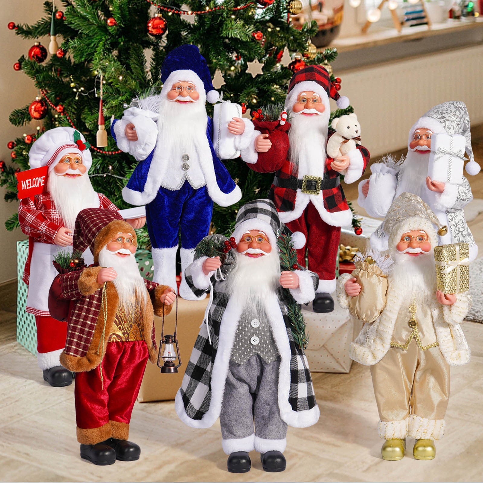 Cross-border Christmas 18-inch Santa Claus Doll Standing Santa Claus Doll Window Decoration Gift