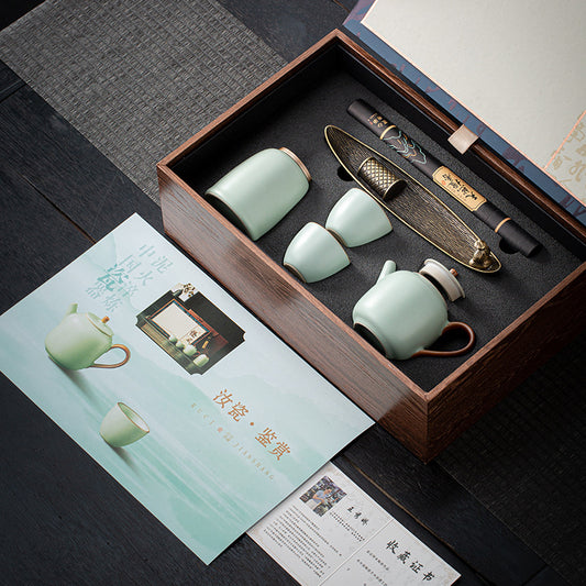 Antique Guofeng Ruyao Zhenzang Tea Set Business Gift Suit Company Enterprise Activities Accompanying Gift Employee Welfare Gift