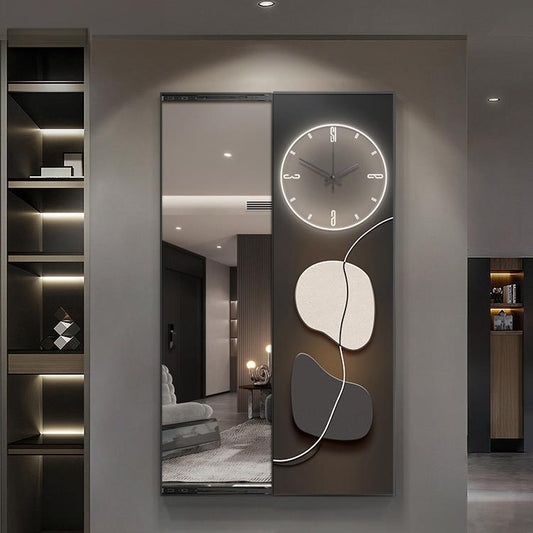 Modern Minimalist Hidden Full-body Mirror With Clock Decorative Painting Invisible Dressing Mirror Hallway Hanging Painting Fitting Mirror Painting