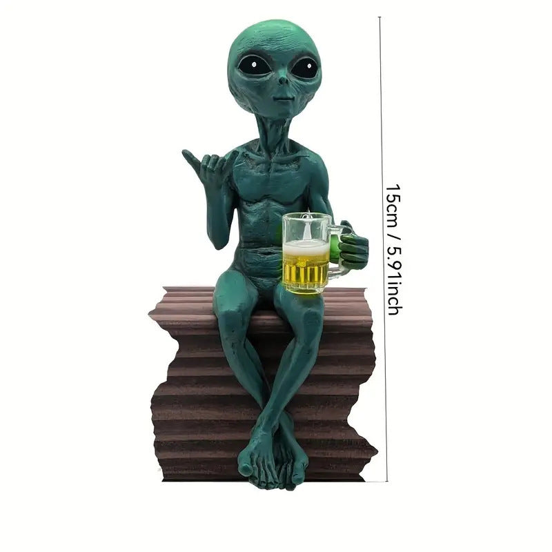 [Cross-Border Hot Sale] Alien Resin Ornaments Ufo Indoor And Outdoor Garden Decoration Small Statues Home Decoration