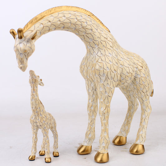Cross-border New Resin Crafts European-style Mother-child Giraffe Home Living Room Study Wine Cabinet Decoration Wholesale