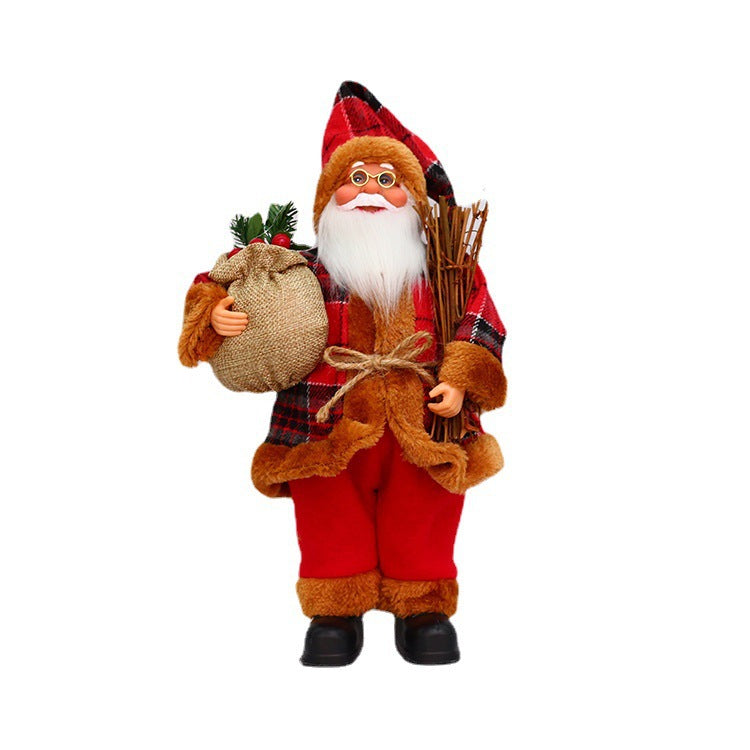 Christmas Party Decorations 30cm Standing Santa Claus New Doll Window Decorations Ornaments