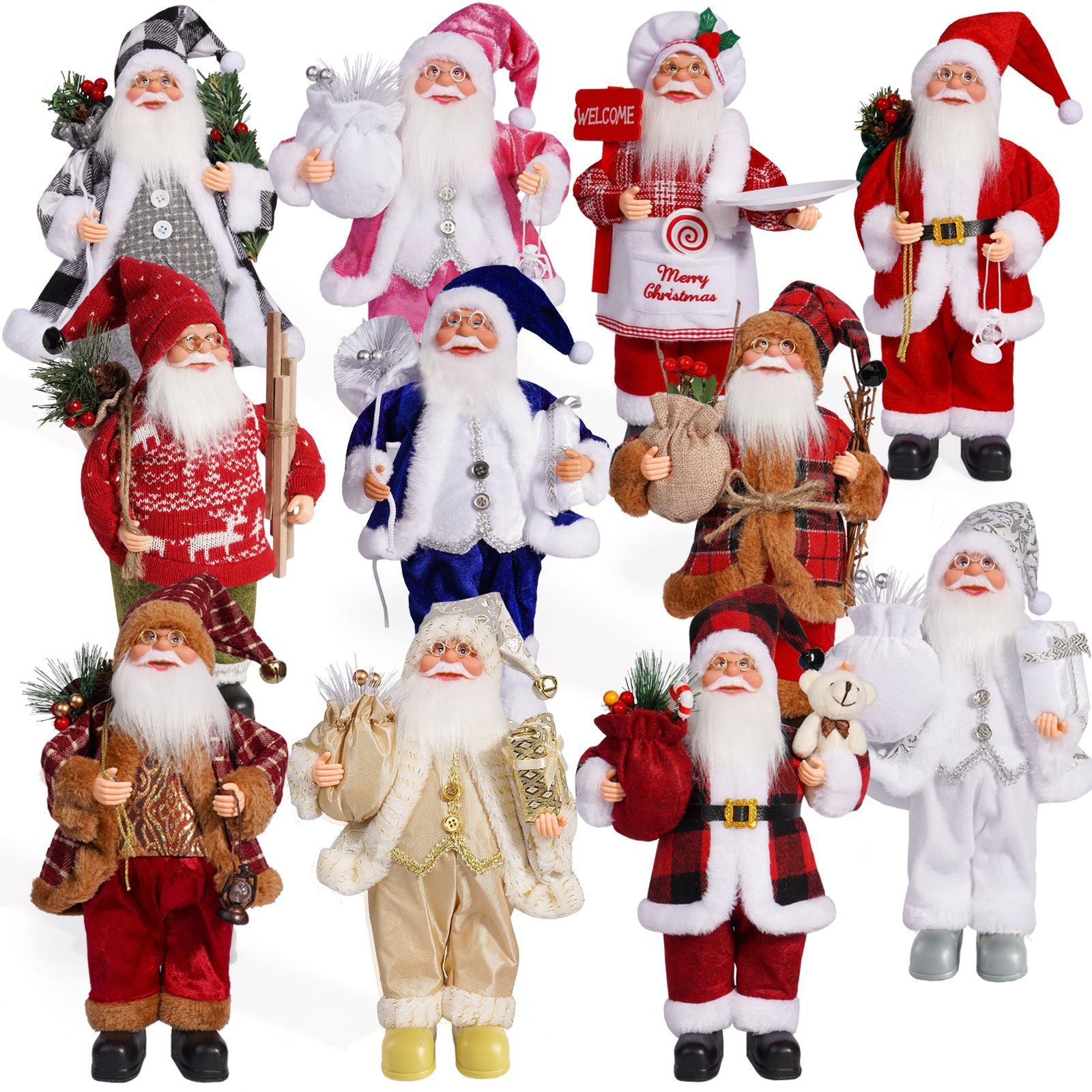 Cross Border Christmas 12 Inch Santa Claus Doll Standing Posture Santa Claus Doll Window Decoration Gift