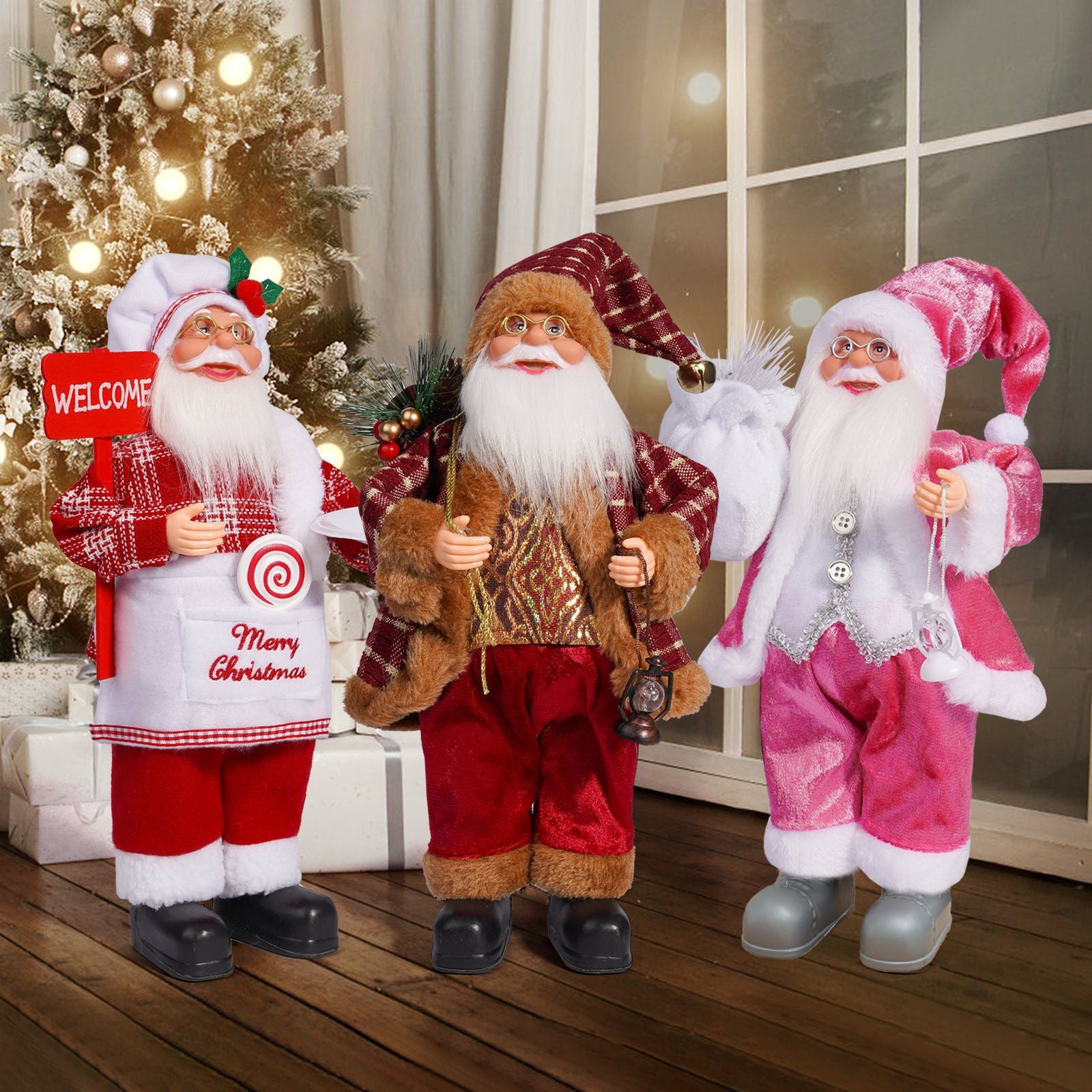 Cross Border Christmas 12 Inch Santa Claus Doll Standing Posture Santa Claus Doll Window Decoration Gift
