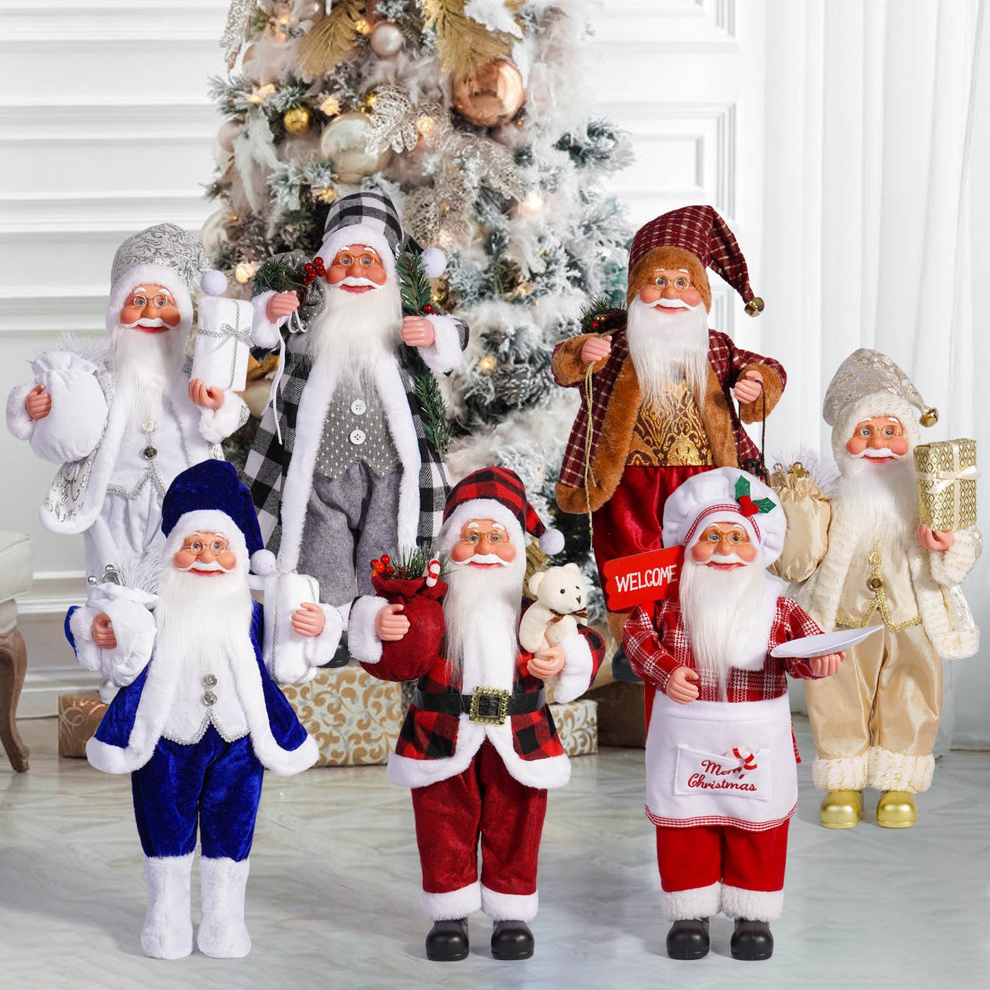 Cross-border Christmas 18-inch Santa Claus Doll Standing Santa Claus Doll Window Decoration Gift
