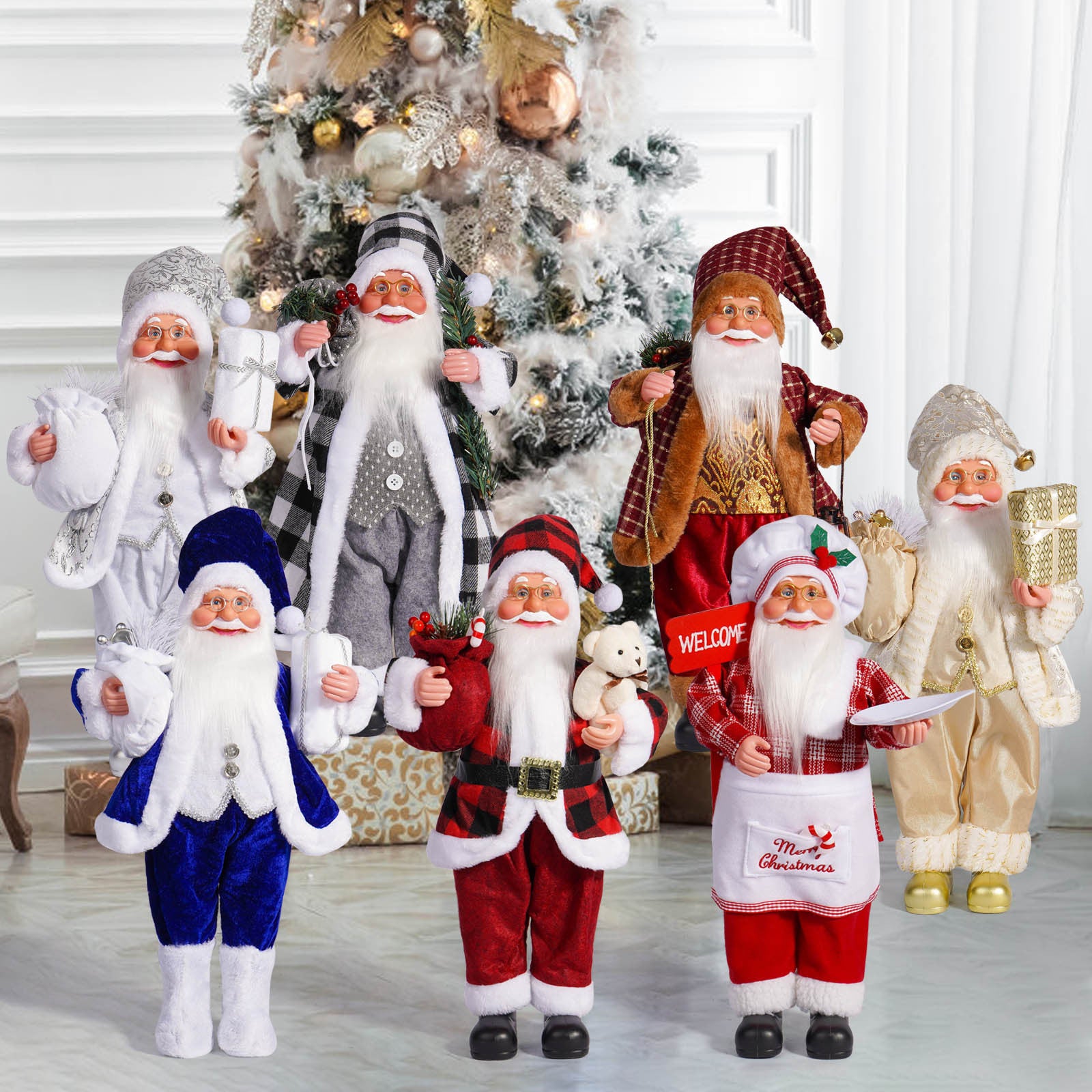 Cross-border Christmas 18-inch Santa Claus Doll Standing Santa Claus Doll Window Decoration Gift