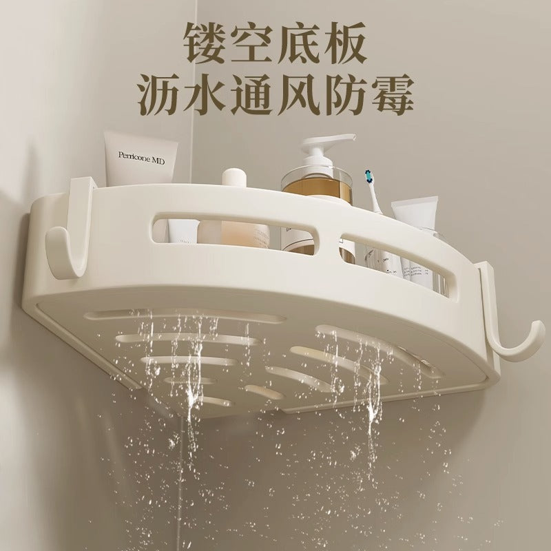 Bathroom Bathroom Triangle Storage Rack Punch-free Wall Hanging Toilet Toilet Storage Rack Cream Style White
