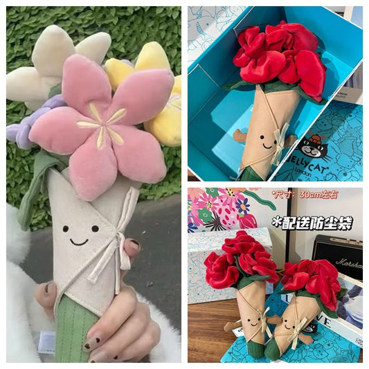 In Stock Jellycat Fun Bouquet Rose Holding Flower Doll Doll Girl Gift Valentine's Day Wedding Holding Flower