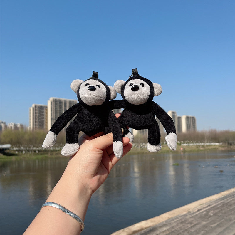 Cartoon Simulation Chimpanzee Keychain Pendant Plush Doll Monkey Student Schoolbag Hanging Couple Birthday Gift