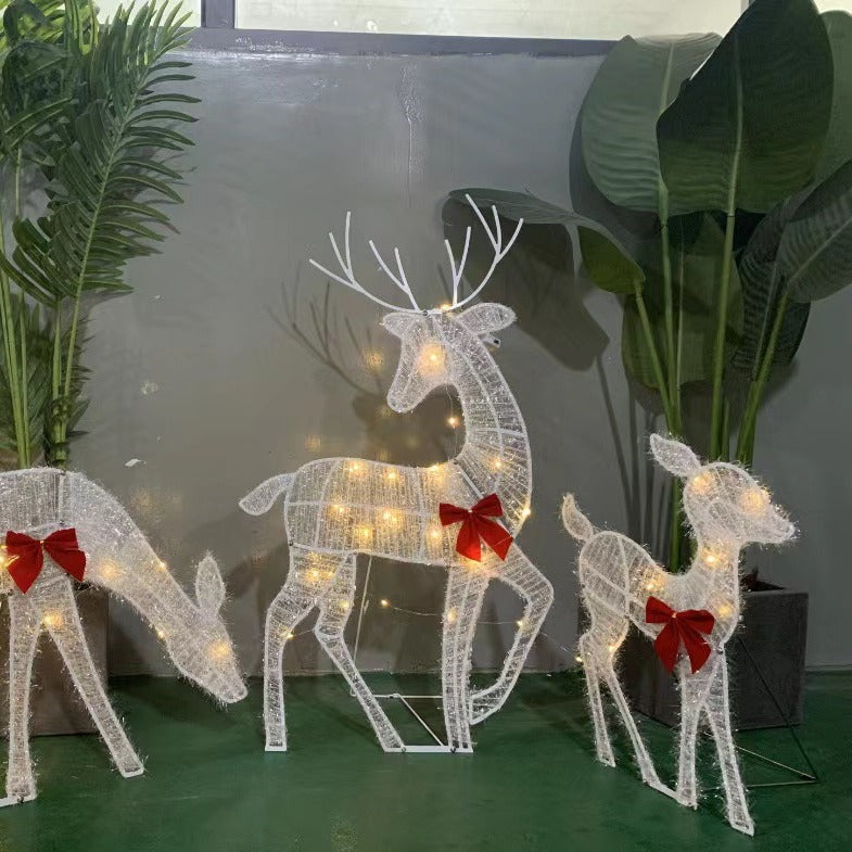 Cross-Border Christmas Deer Home Decoration 3-Piece Set, Glowing Female Deer And Fawn Christmas Ornaments, Light-Emitting Decorations, Christmas Decorations