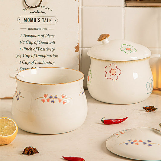 Hog Oil Tank With Lid And Spoon Household Ceramic High Temperature Resistant Kitchen Meat Oil Tank Cute Creative Chili Oil Spice Tank