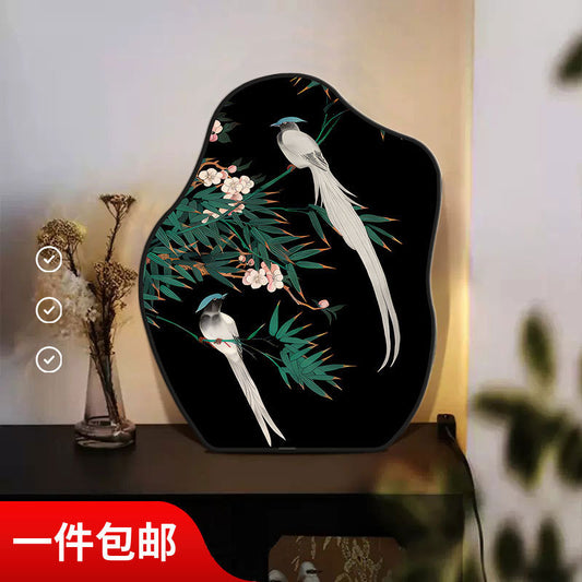Magpie Figure Desktop Swing Painting Antique Living Room Swing Decorative Painting Advanced Sense Retro Style Hanging Painting Hallway Cabinet Ornaments