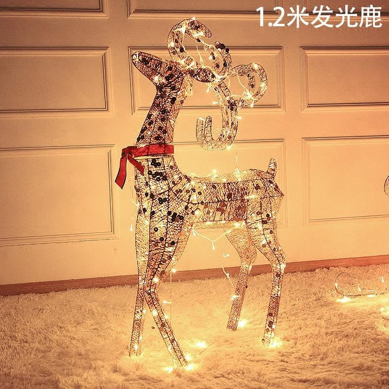 Christmas Deer Trolley Luminous Deer Trolley Iron Deer Christmas Elk Decoration Hotel Hall Window Decoration Supplies
