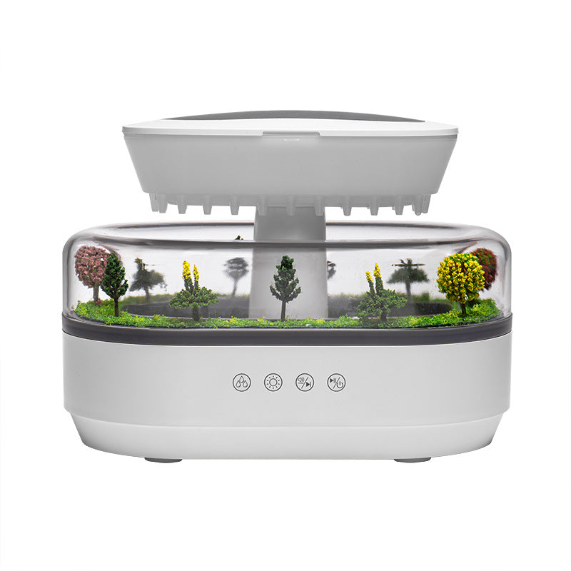 Cross-border Micro-landscape White Noise Humidification Aromatherapy Machine Ultrasonic Lights Raindrops Bedroom Essential Oil Fragrance Humidifier