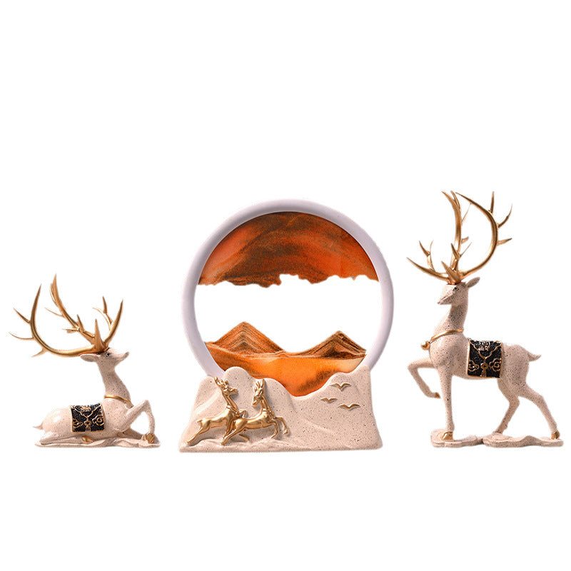 Simple Deer Quicksand Painting Ornaments Home Living Room Wine Cabinet Decoration Entrance Tv Cabinet New House Moving Gift