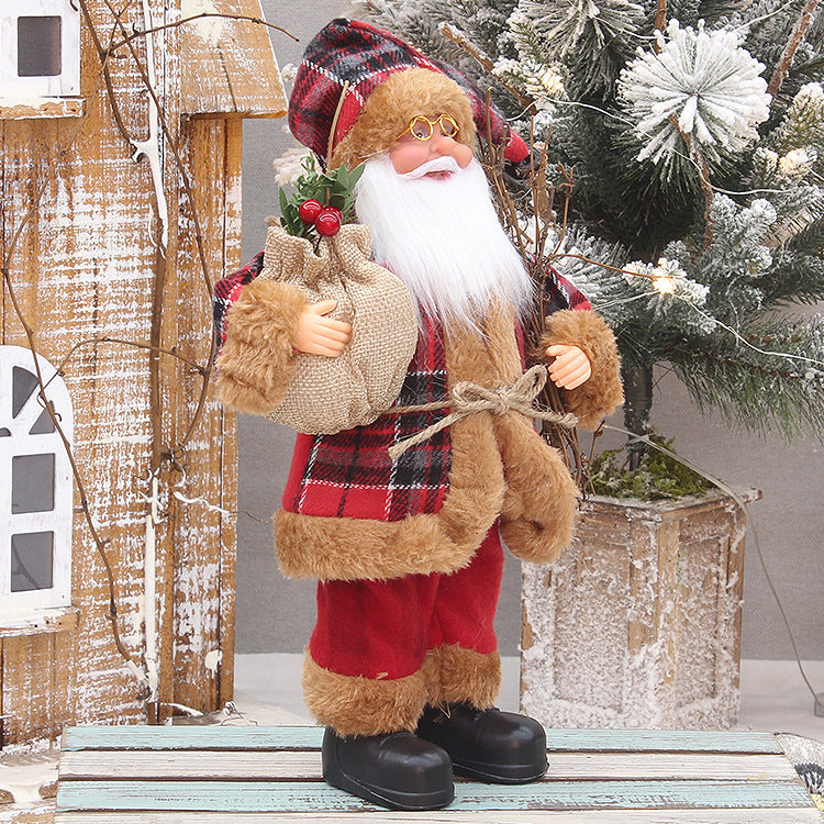Christmas Party Decorations 30cm Standing Santa Claus New Doll Window Decorations Ornaments