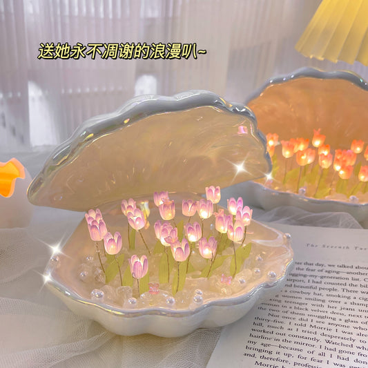 Ceramic Shell Tulip Nightlight Bedroom Soft Light Dormitory Atmosphere Healing Department Boys Day Gift Female Best Friend