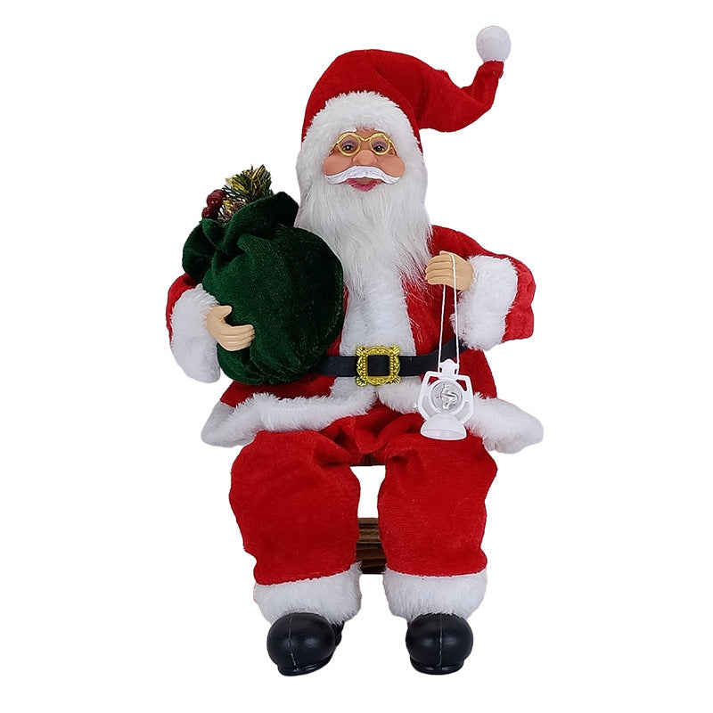 Santa Claus Cross Border 35cm Sitting Posture Santa Claus Ornaments Christmas Scene Doll Decorations Christmas Gifts