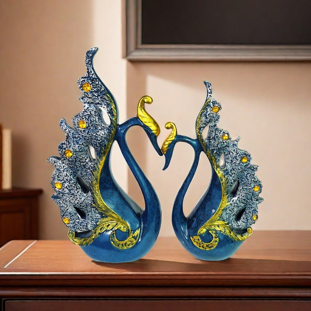 European-style Modern Light Luxury High-end TV Cabinet Swan Ornaments Wine Cabinet Decorations Living Room Desktop Entrance Wedding Gifts