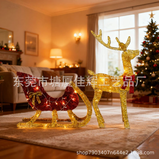 Christmas Decorations Wrought Iron Glowing Christmas Deer Ornaments Hotel Festive Atmosphere Dress Up Christmas Elk Suit