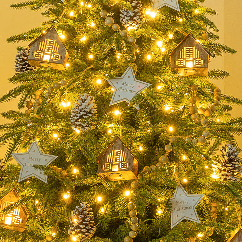 Encrypted Christmas Tree Home Large Luminous Wooden House Ornaments Christmas Decoration High-End Diy2023 New Style