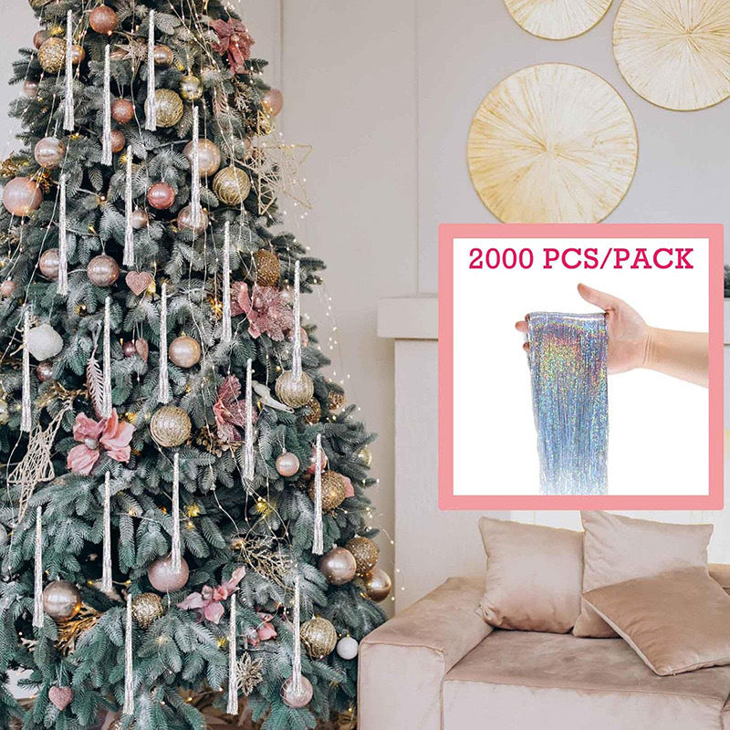Cross-border Amazon Tinsel Christmas Tree Metal Wire Decoration Pendant Silver Gold Strip Christmas Dress Rain Silk