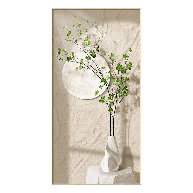 Entrance Decorative Painting Green Plant Corridor Aisle Hanging Painting Cream Style Texture Painting Living Room Sofa Vertical Decorative Painting
