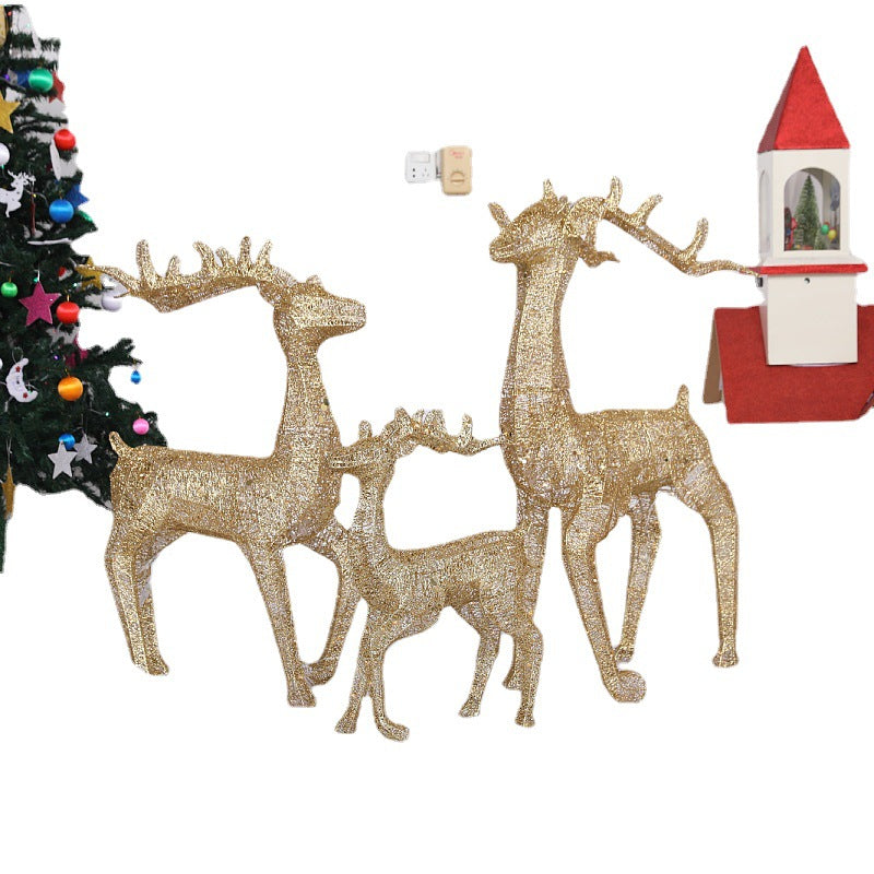 Ornaments Glowing Iron Christmas Elk Christmas Scene Decorations Shopping Mall Hotel Christmas Iron Deer