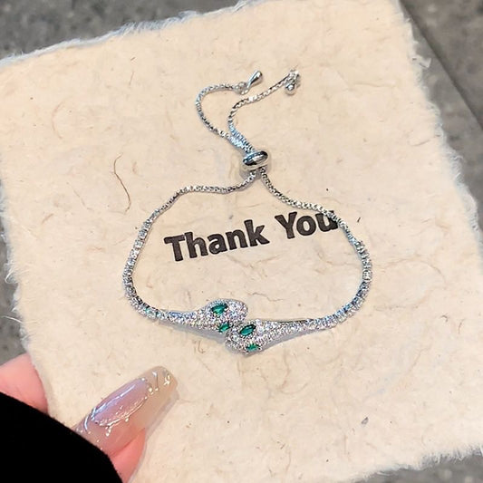 Small Green Snake Full Diamond Light Luxury Bracelet Women's 2024 New Explosive Unique Design Bracelet Niche High-end Bracelet