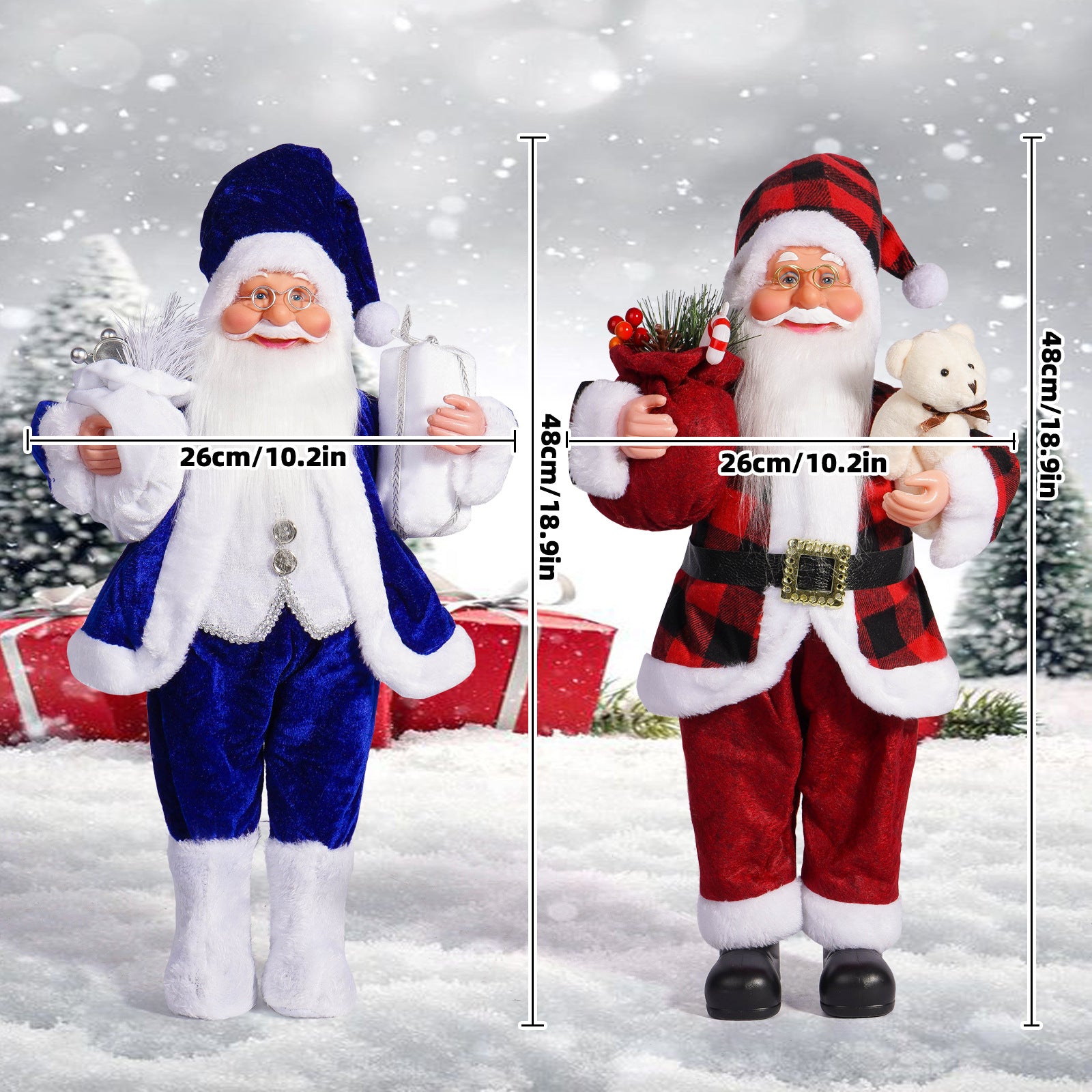 Cross-border Christmas 18-inch Santa Claus Doll Standing Santa Claus Doll Window Decoration Gift