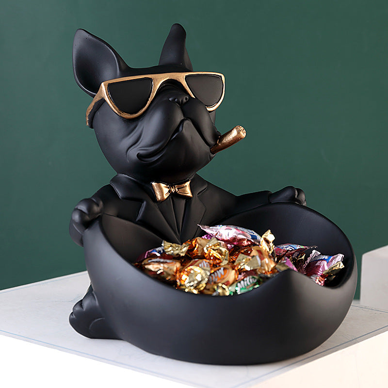 Bulldog Dog Storage Ornaments Entry Key Tray Front Desk Candy Plate Coffee Table Living Room Entrance Decorations