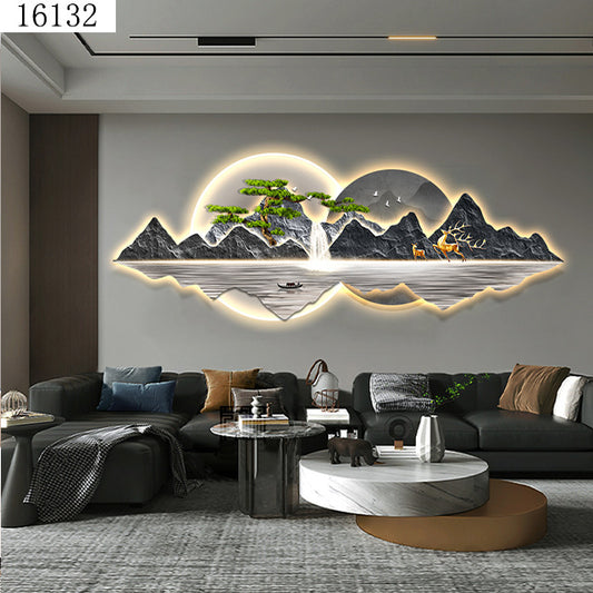 Living Room Decorative Painting LED Light Sofa Background Wall Hanging Painting Advanced Sense Landscape Murals