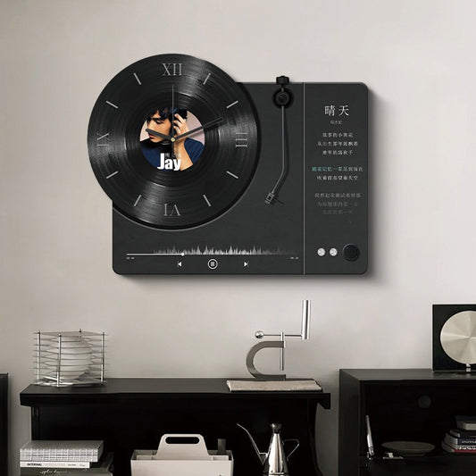 Vinyl Record Meter Box Decorative Painting Wall Clock High Sense Niche Art Distribution Box Painting Restaurant Creative Clock