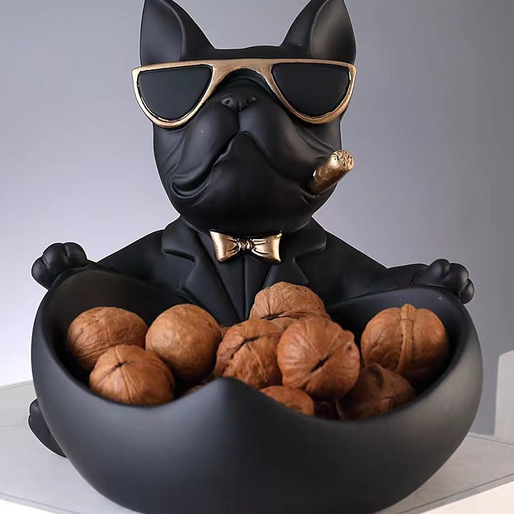 Wear Sunglasses Cool Dog Bulldog Tray Creative Ornaments Entrance Coffee Table Storage Decoration Wedding New House Gift