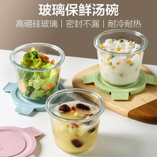 High Temperature Resistant Soup Cup Portable Office Worker Bento Sealed Soup Box Glass Lunch Box Microwave Heating Special Bowl With Lid