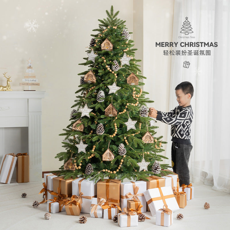 Encrypted Christmas Tree Home Large Luminous Wooden House Ornaments Christmas Decoration High-End Diy2023 New Style