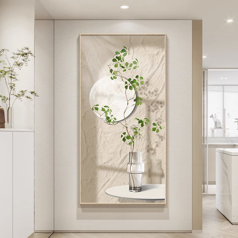 Entrance Decorative Painting Green Plant Corridor Aisle Hanging Painting Cream Style Texture Painting Living Room Sofa Vertical Decorative Painting