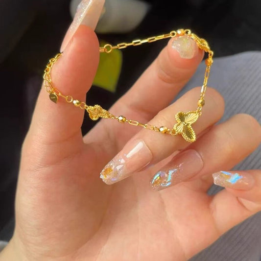Gold Laser Butterfly Bracelet Women's New Style Ancient Style Fashion Exquisite Bracelet Advanced Sense Simple Bracelet For Girlfriends Gift