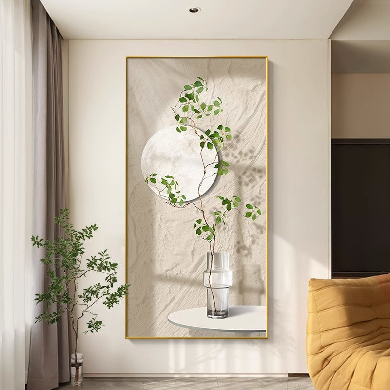 Entrance Decorative Painting Green Plant Corridor Aisle Hanging Painting Cream Style Texture Painting Living Room Sofa Vertical Decorative Painting