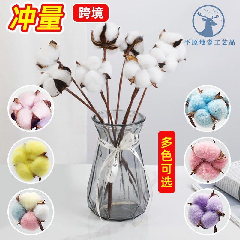 Cotton Dried Flower Christmas Cotton Single Color Cotton Flower Arrangement Props Diy Simulation Cotton Christmas Accessories Eternal Flower