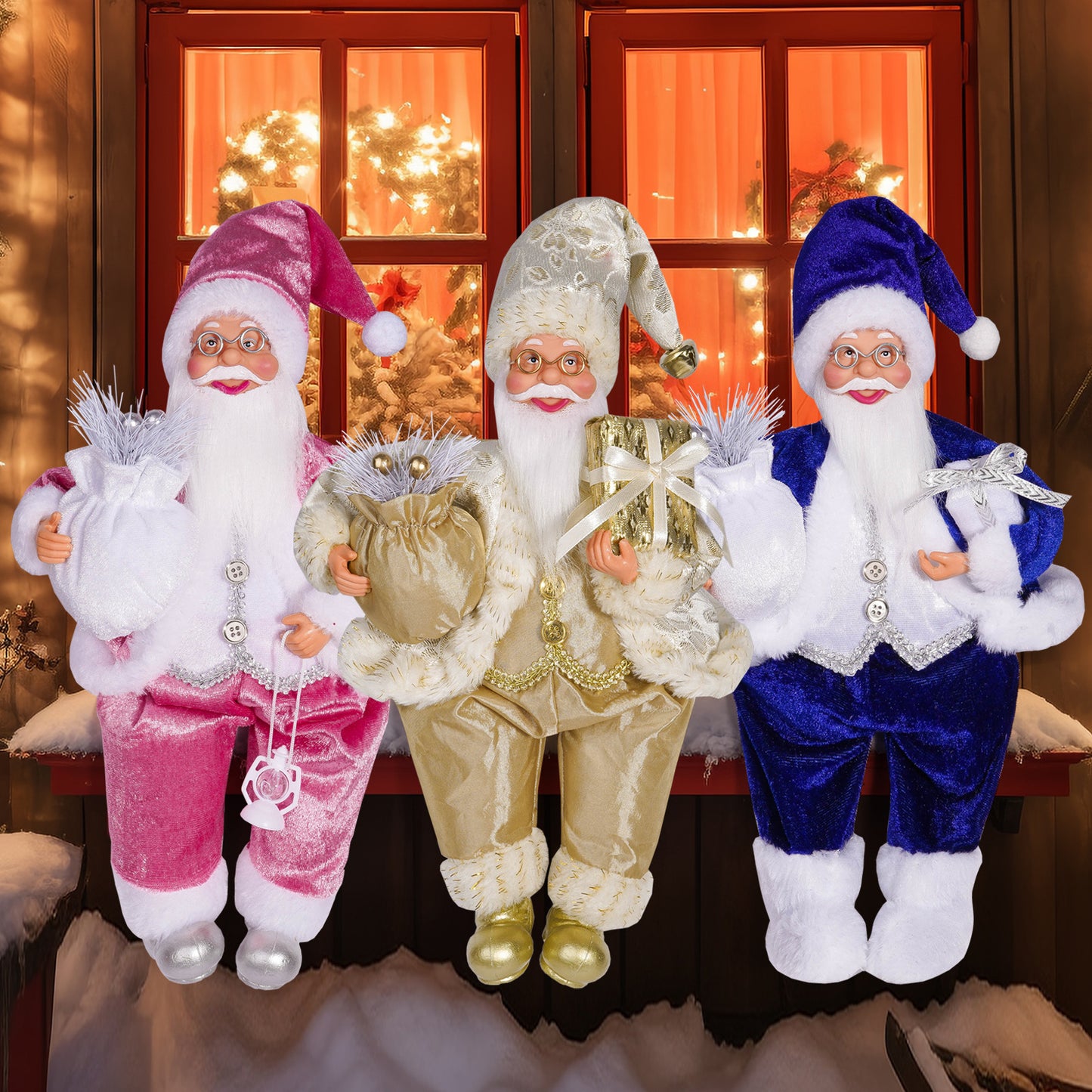 Cross Border Christmas 12 Inch Santa Claus Doll Sitting Position Santa Claus Doll Window Decoration Gift